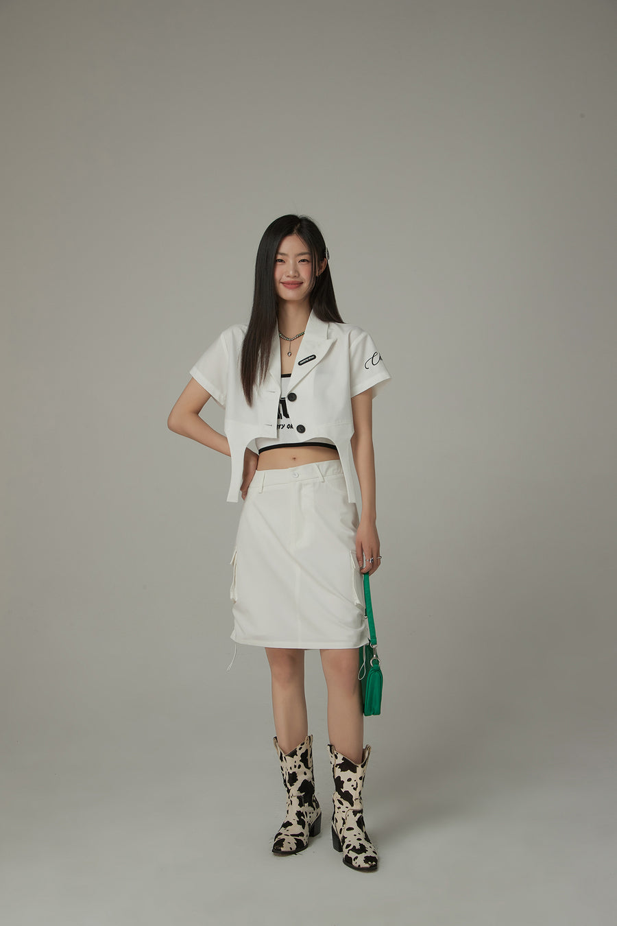 CHUU String Shirrring Daily Pocket Knee Length Skirt