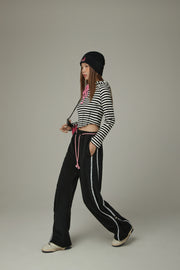 String Wide Sporty Pants