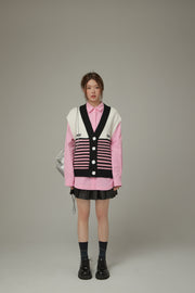 Multi Color Stripe Sleeveless Knit Vest