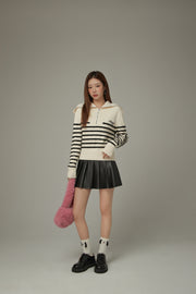 Big Collar Striped Knit Sweater