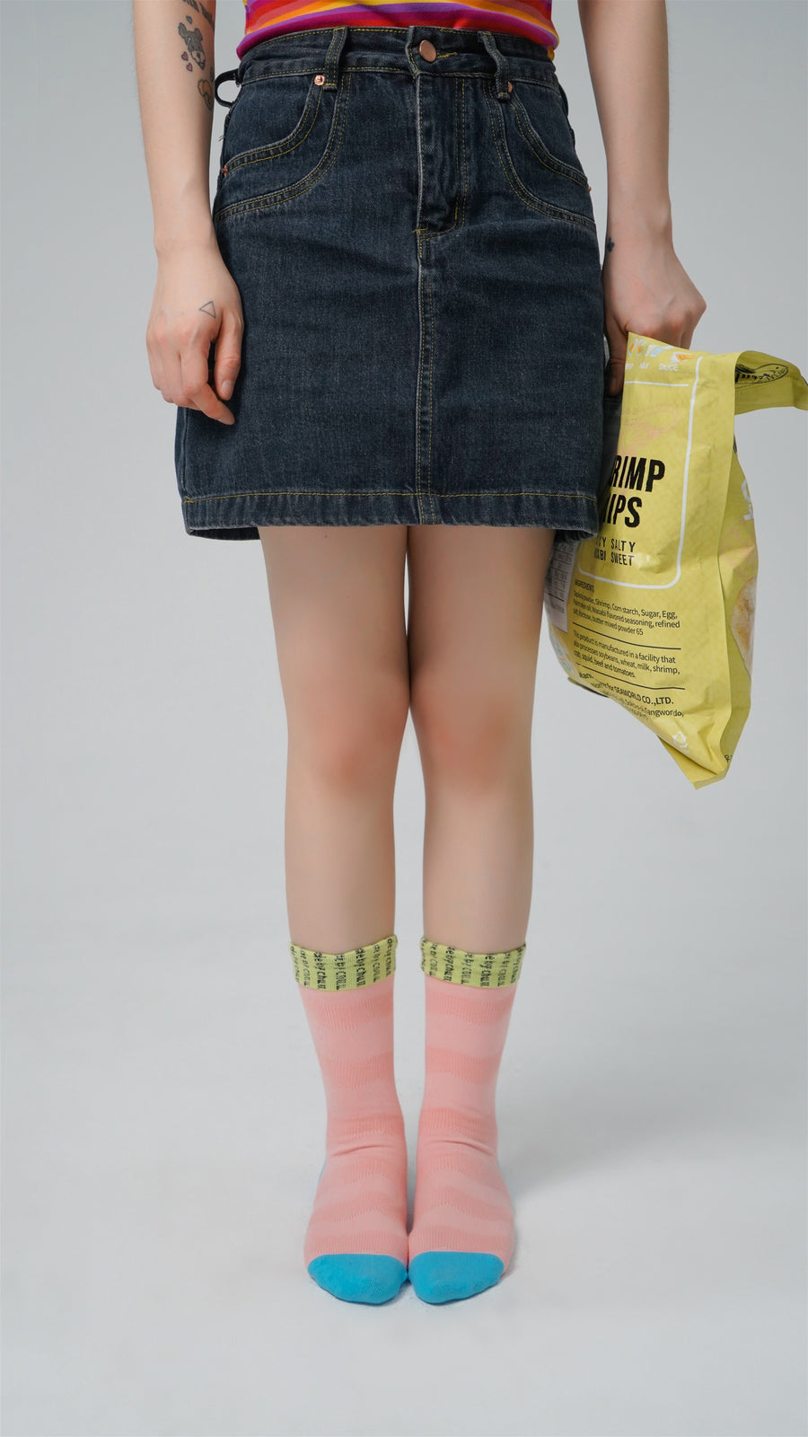 CHUU Logo Colorful Macaron High Socks