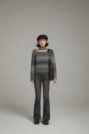 Front Cut Out High Neck Knit Sweater