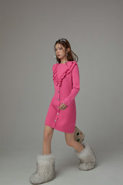 Ruffle Heart Button Knit Dress