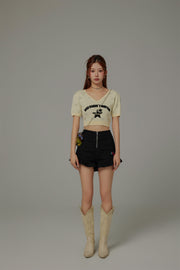 Size Doesnt Matter Chuu Star V-Neck Puff Knit Top