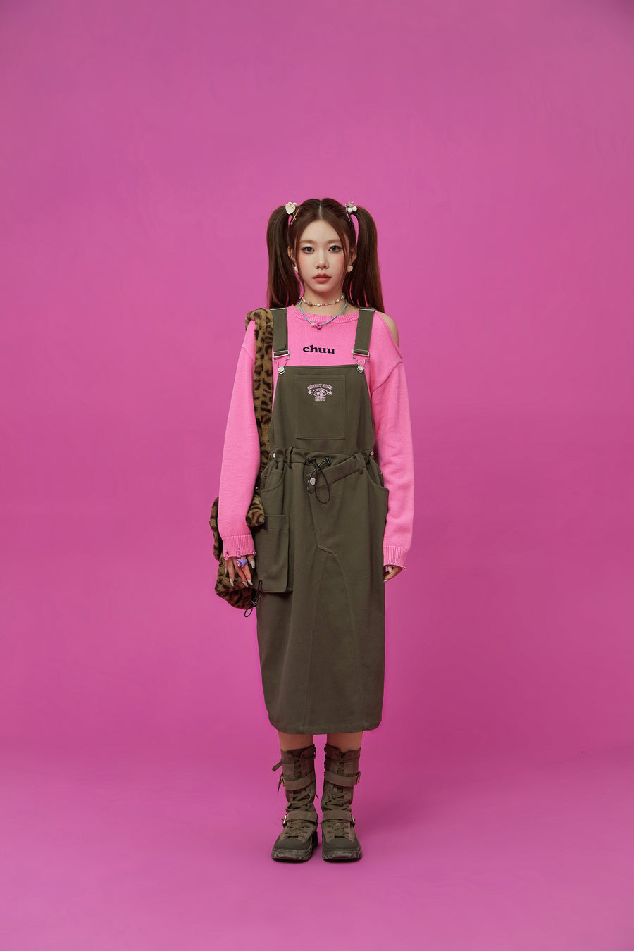 CHUU Pocket Overalls Dress