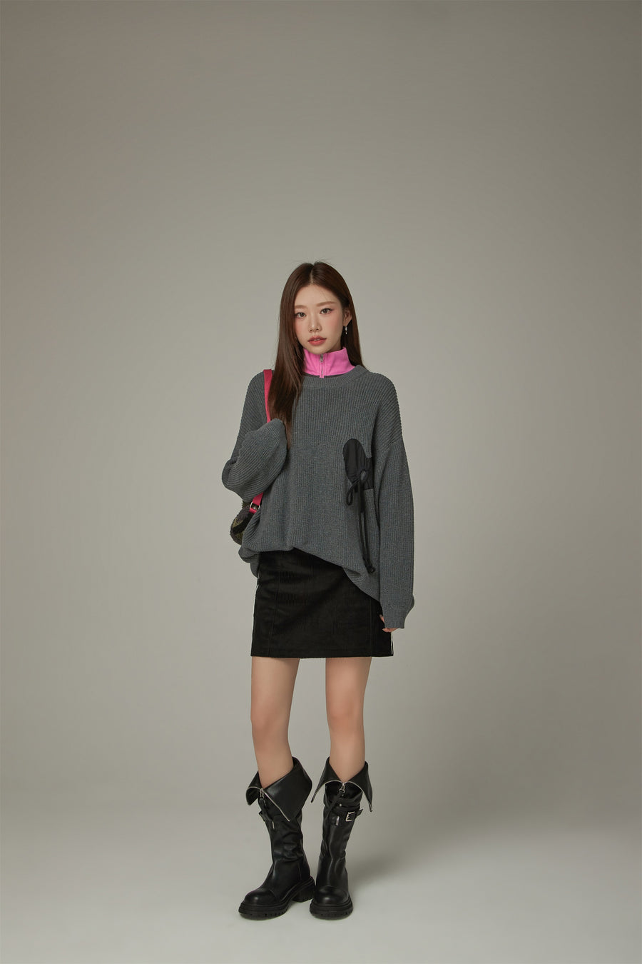 CHUU Heart String Loose Fit Knit Sweater