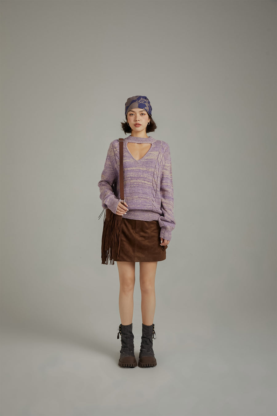 CHUU Front Cutout Loose Fit Knit Sweater