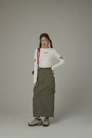 Cargo Pockets Maxi Skirt