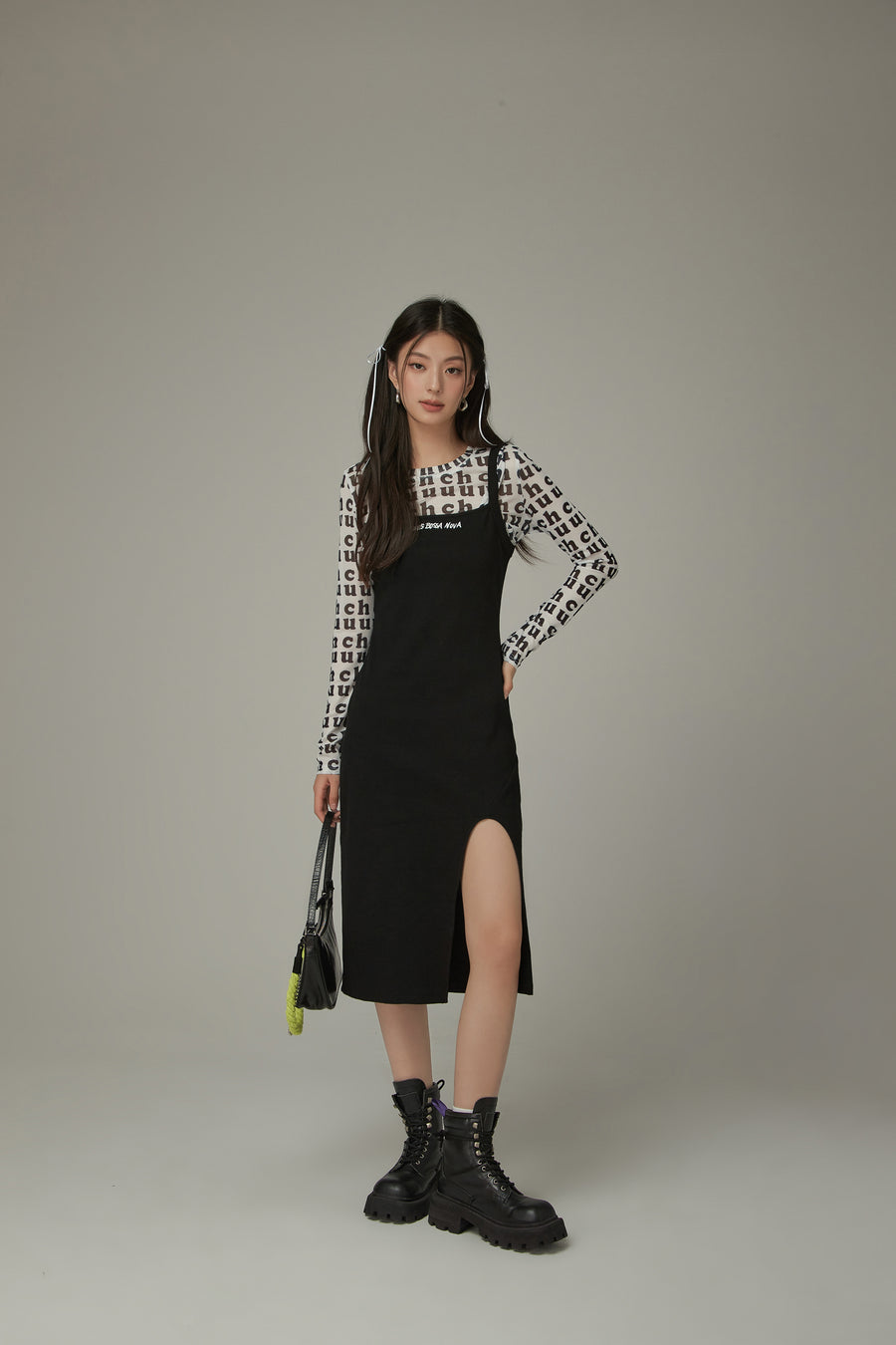 CHUU Slit Sleeveless Long Dress