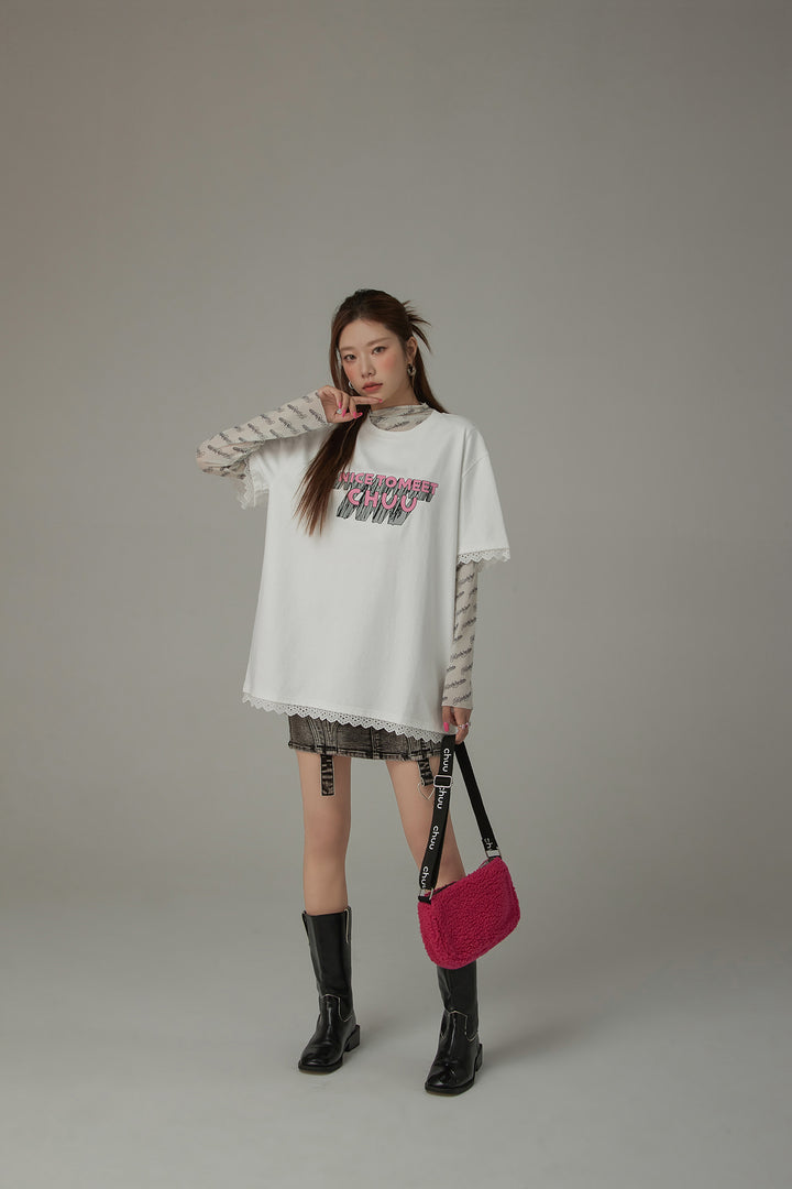 Logo Lace Loose Fit T-Shirt