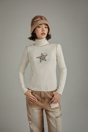 Star High Neck Stitch Top