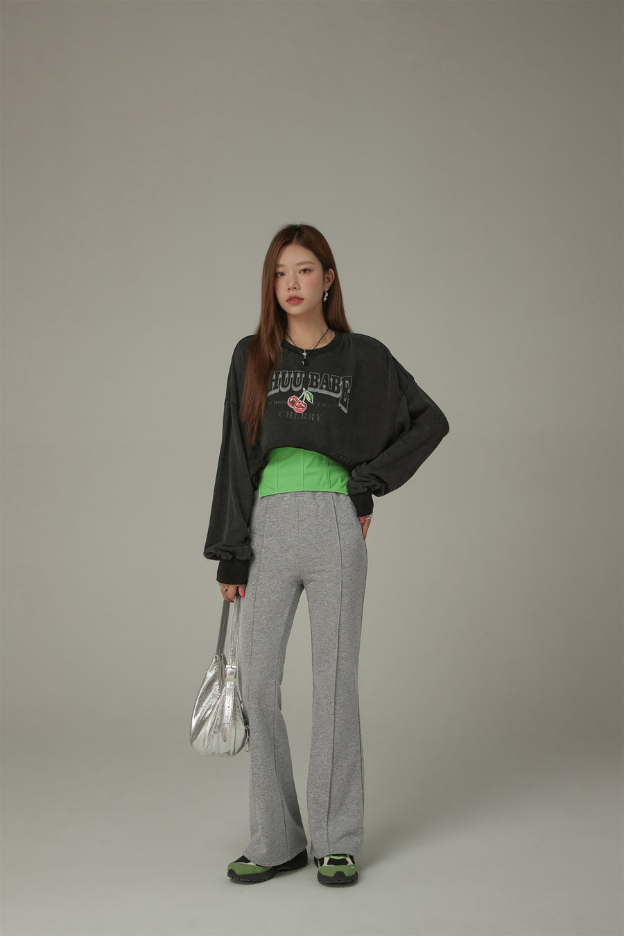 CHUU Waist Slit Casual Bootcut Pants