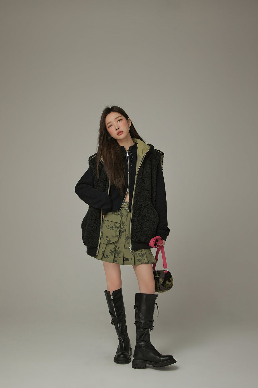 CHUU Fleece Vest Hooded Jacket