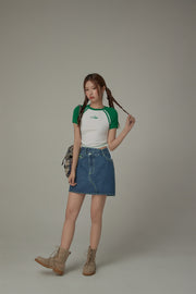 Chuu Cherry String Colorblocked Short Sleeve T-Shirt