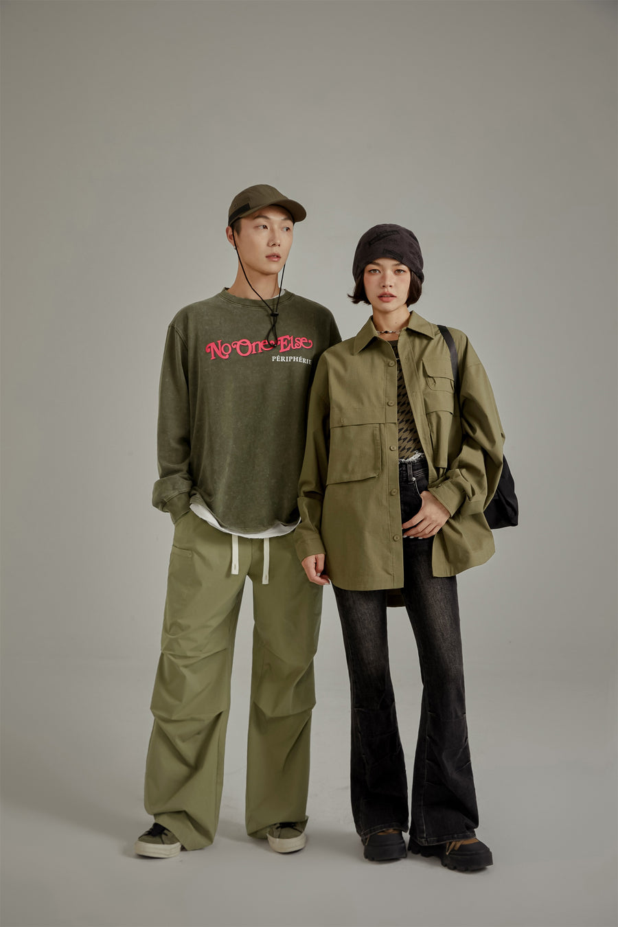 CHUU Solid Color Pocket Oversized Long Sleeve Shirt