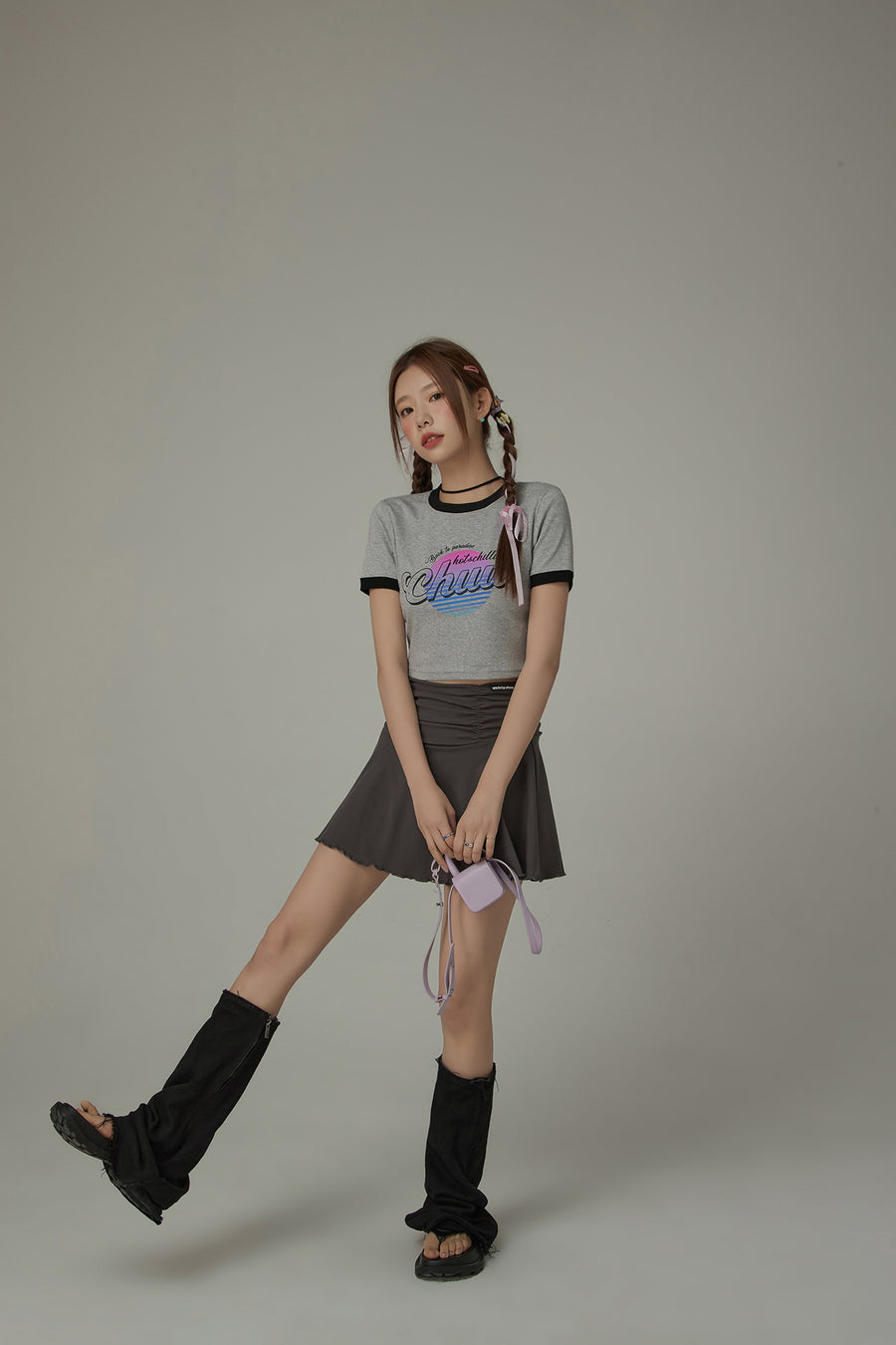 CHUU Sport Shirring Frill Mini Skirt