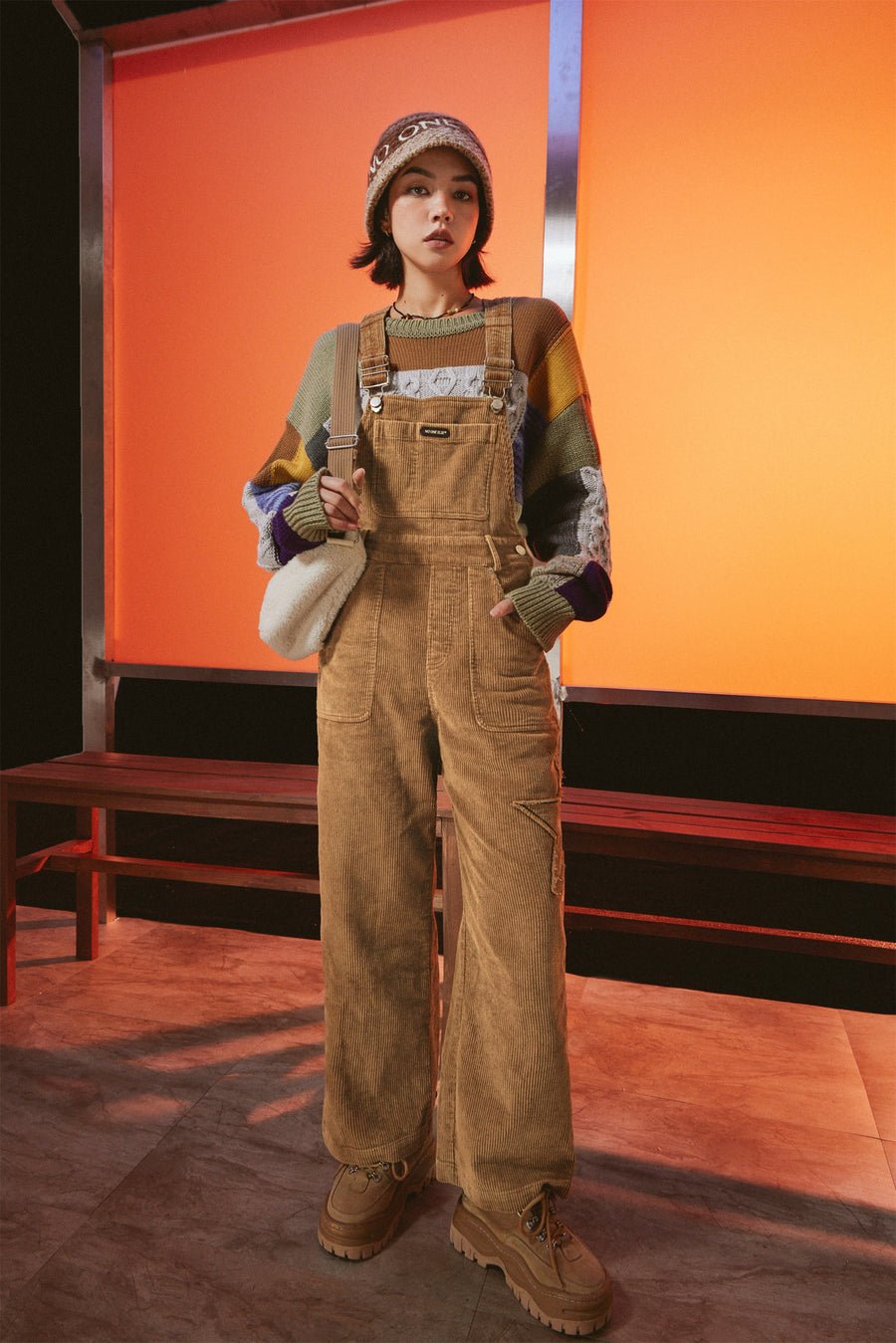 CHUU Stitched Star Overalls