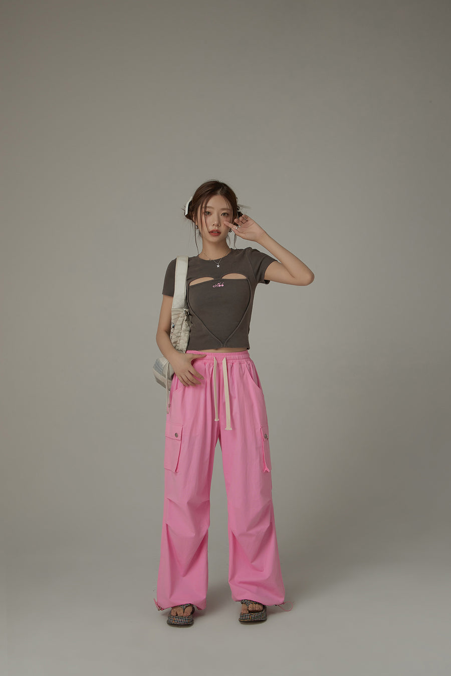 CHUU Logo Heart Cut Out Top