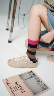 Pop Of Color Logo Striped High Socks