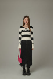 Logo Color Stripe Knit Sweater