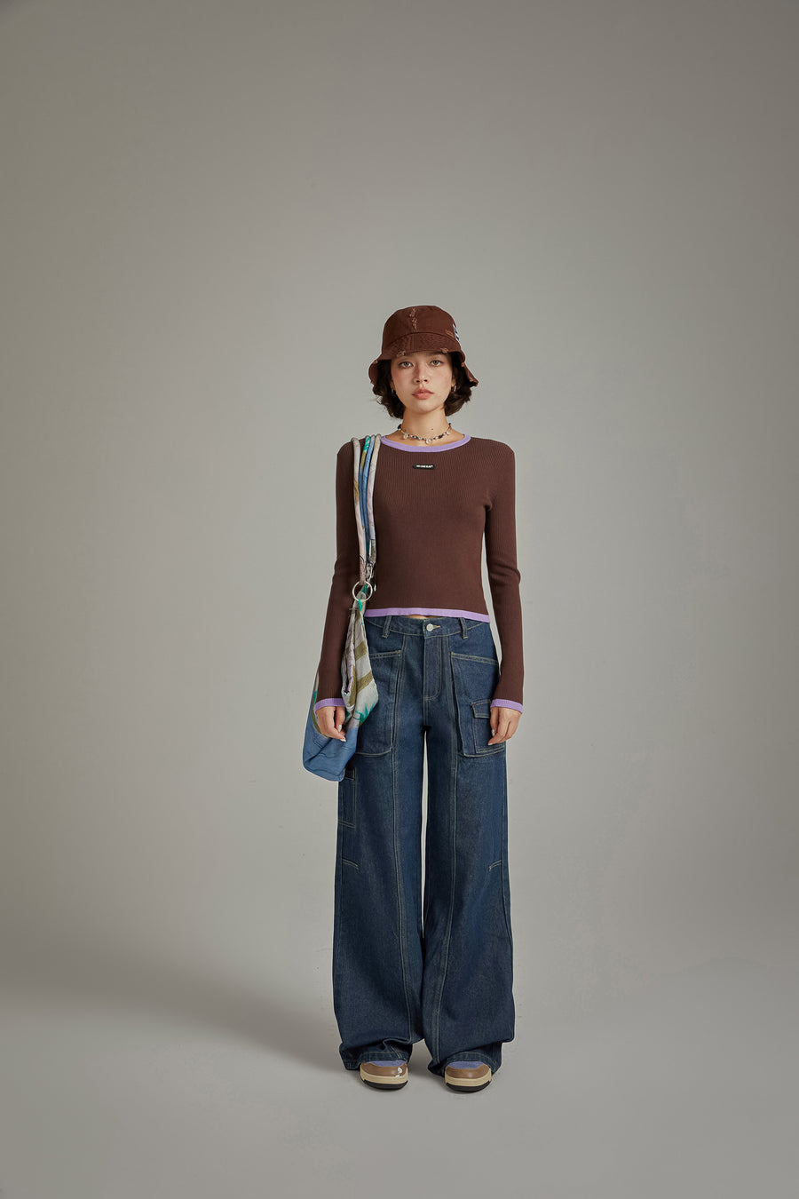 CHUU Line Color Scheme Knit Top