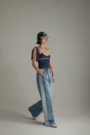 Elastic Waist Casual String Denim Jeans