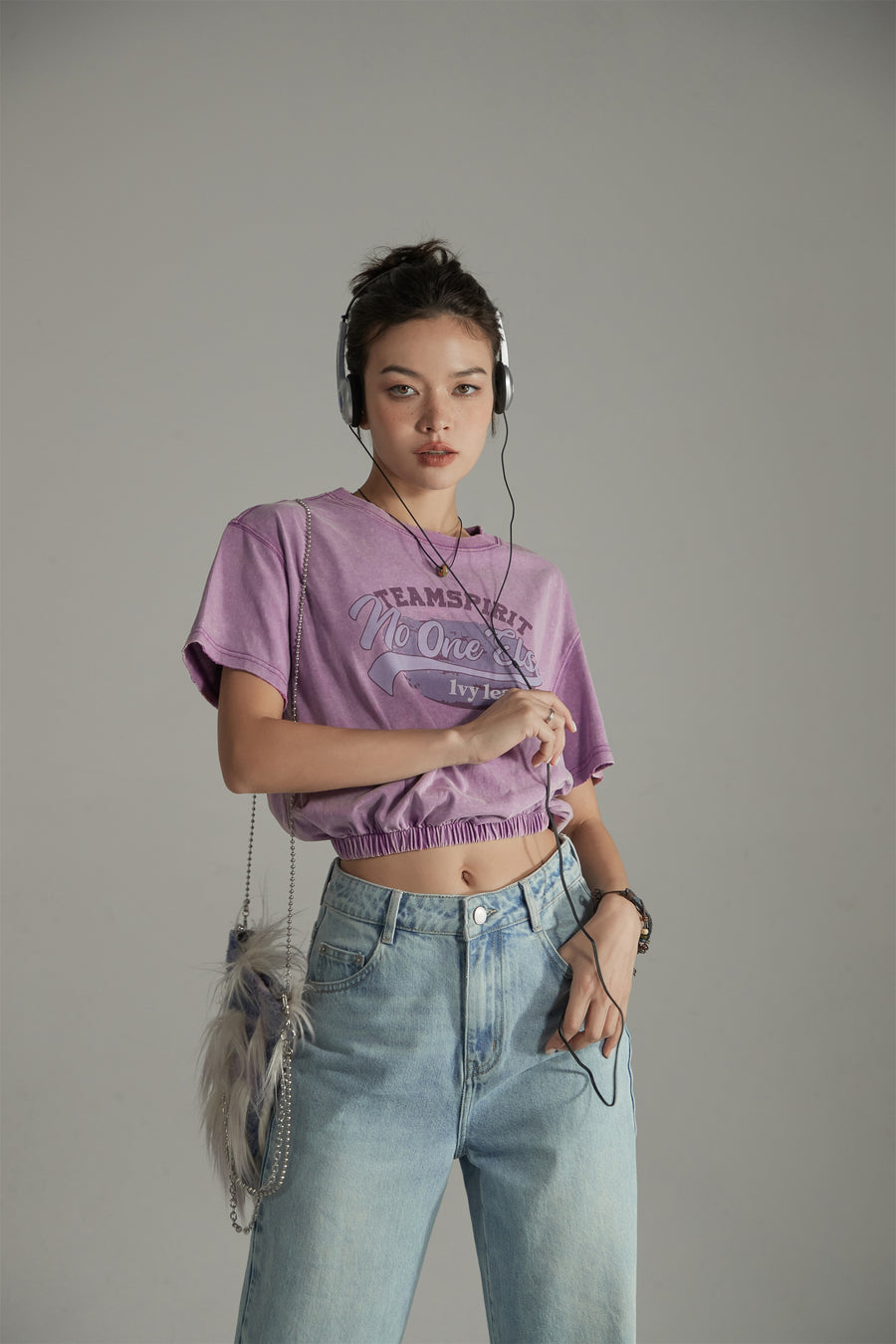 CHUU Team Spirit Printed Cropped Sporty Top