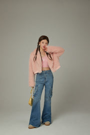 Color Fur Crop Jacket