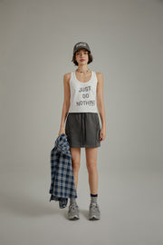 Print Vintage Just Do Nothing Sleeveless Casual Top