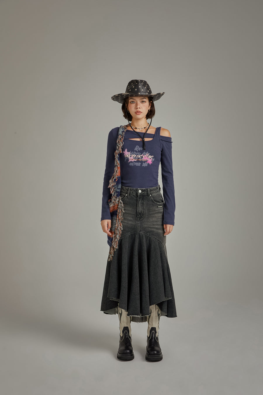 CHUU Denim Long Mermaid Skirt