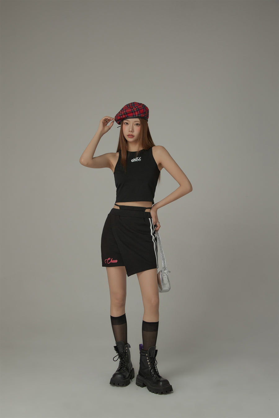 CHUU Waist String Slim Unbalanced Mini Skirt