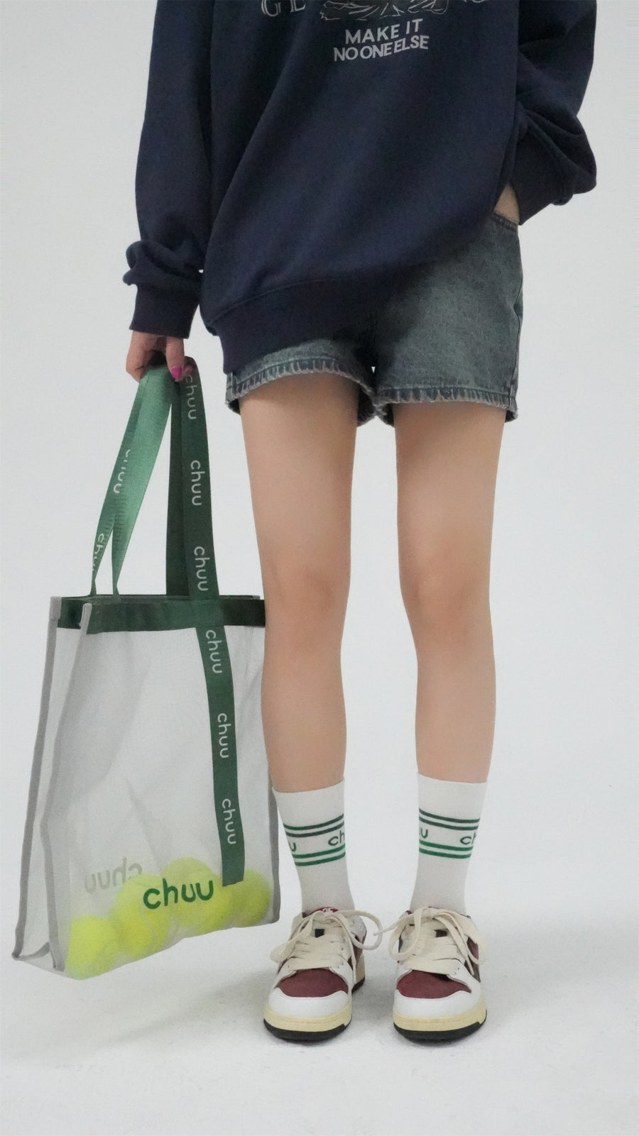 CHUU Logo Contrast Daily High Socks