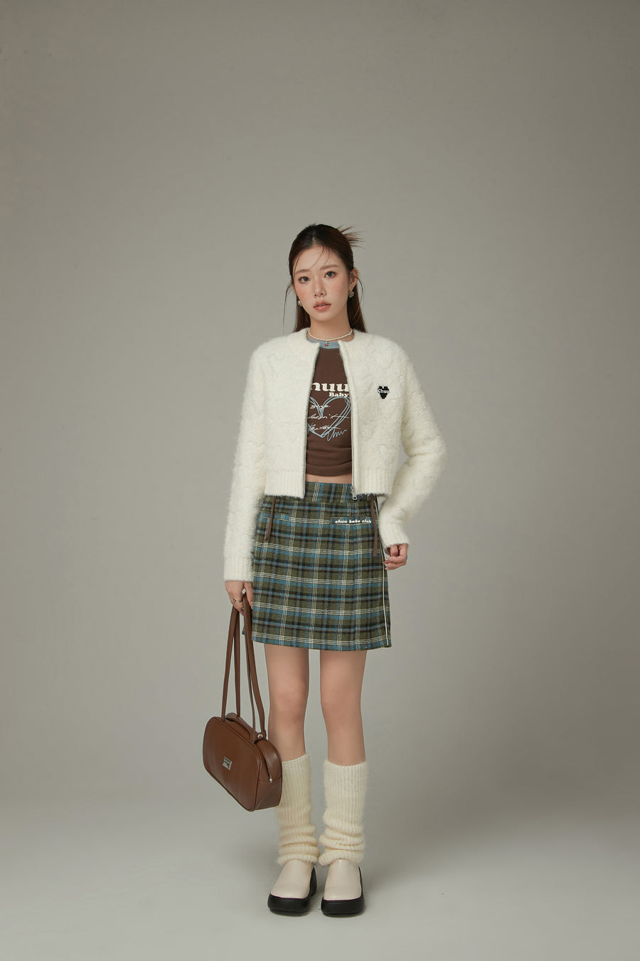 CHUU Heart Zip-Up Cardigan