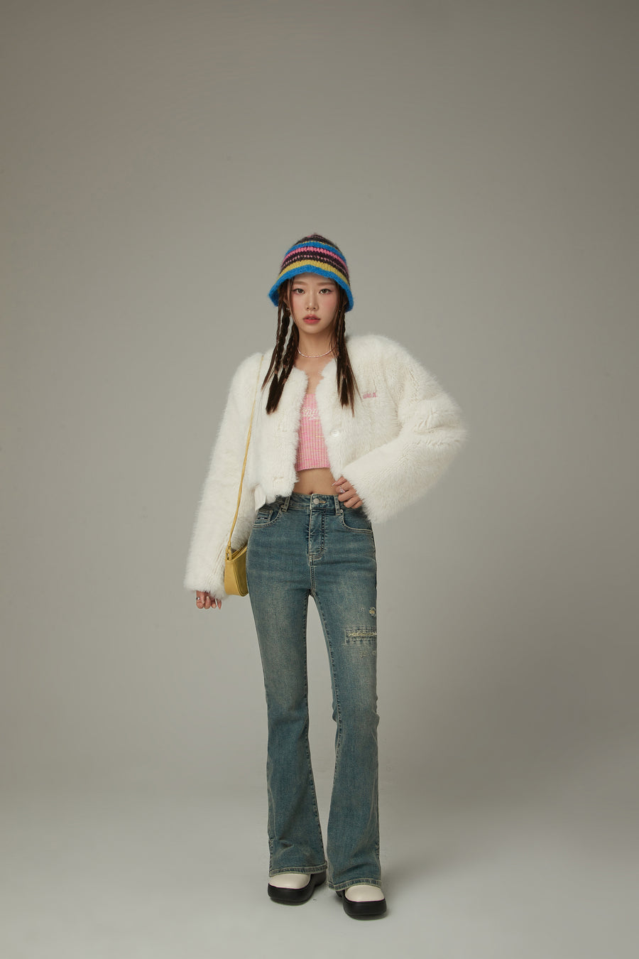 CHUU Faux Fur Crop Jacket