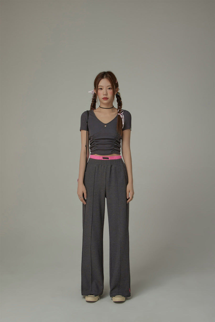 CHUU Wide Double Banding Loose Fit Pants