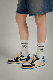 Classic Lettering Ribbed High Socks