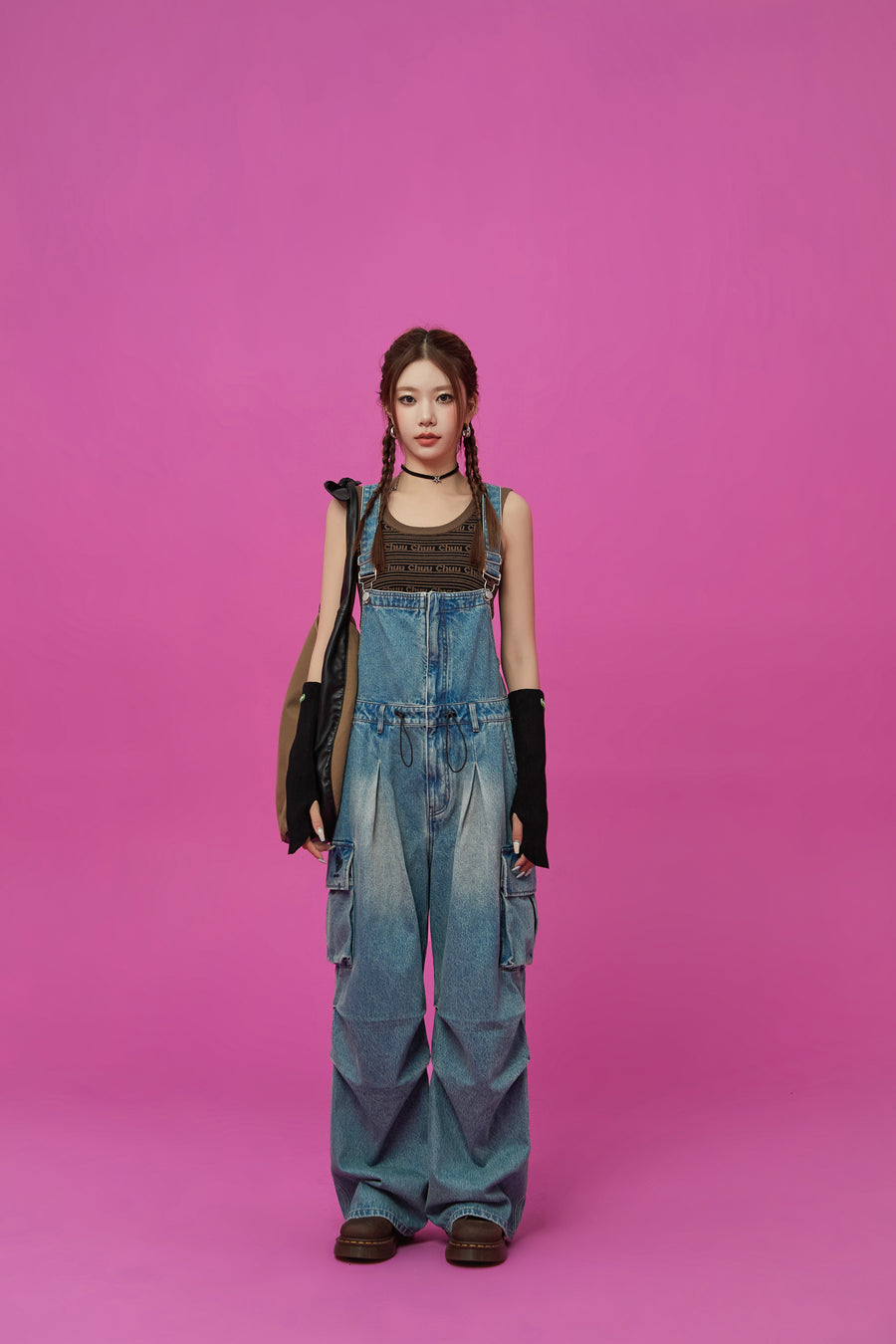 CHUU Big Pocket Denim Overalls