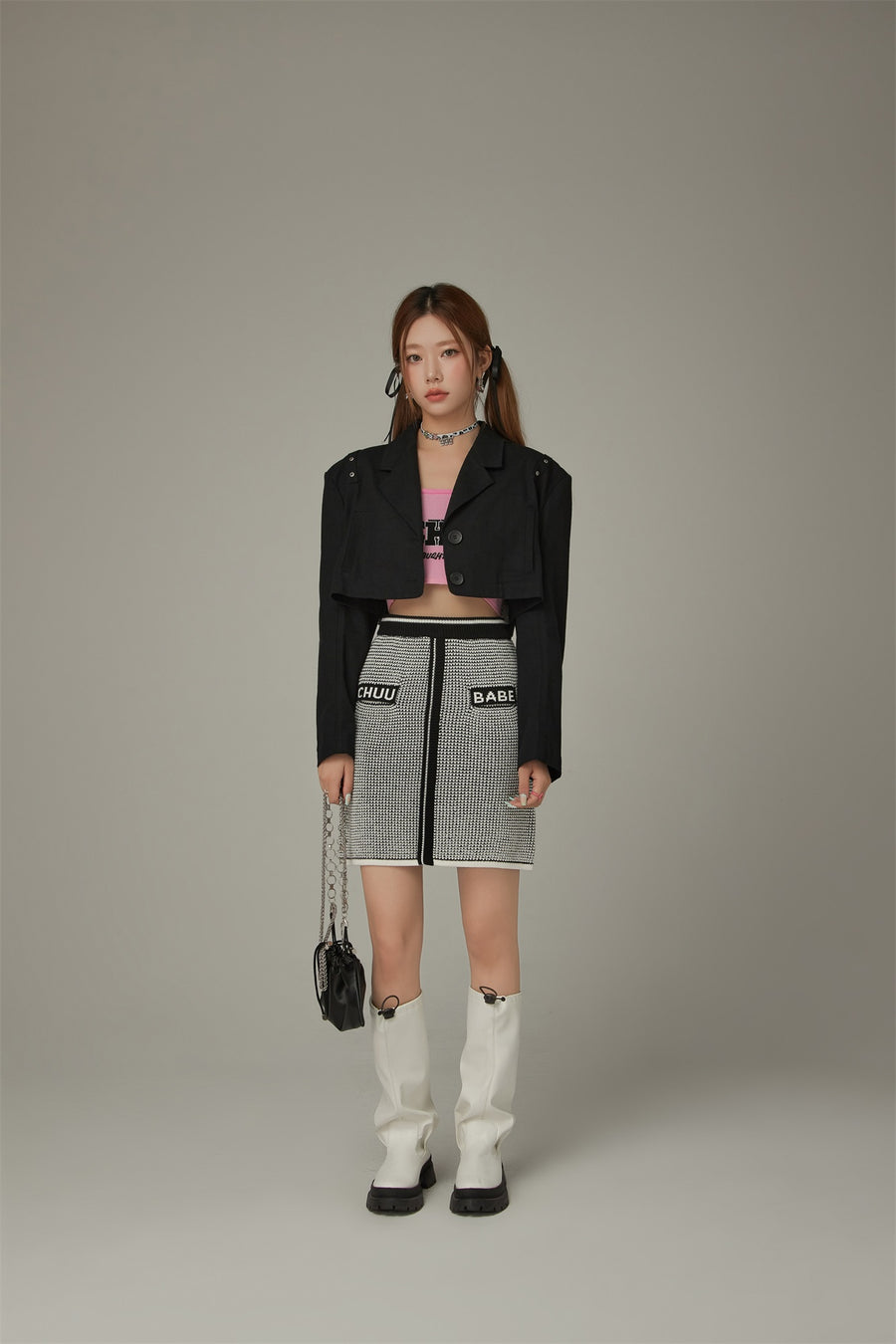 CHUU Logo Jacquard Knit Skirt