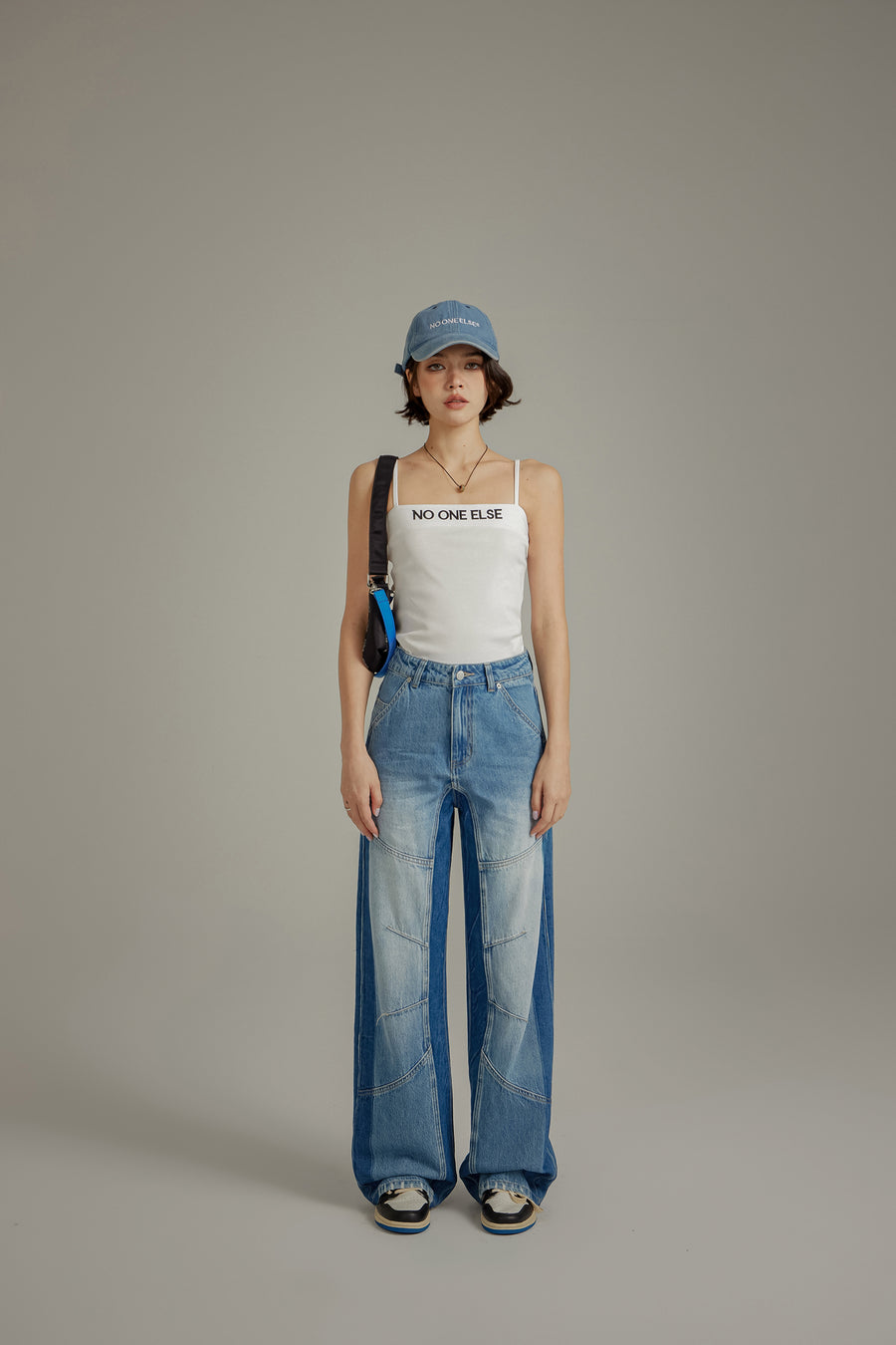 CHUU Washed Distressed Wide Jeans