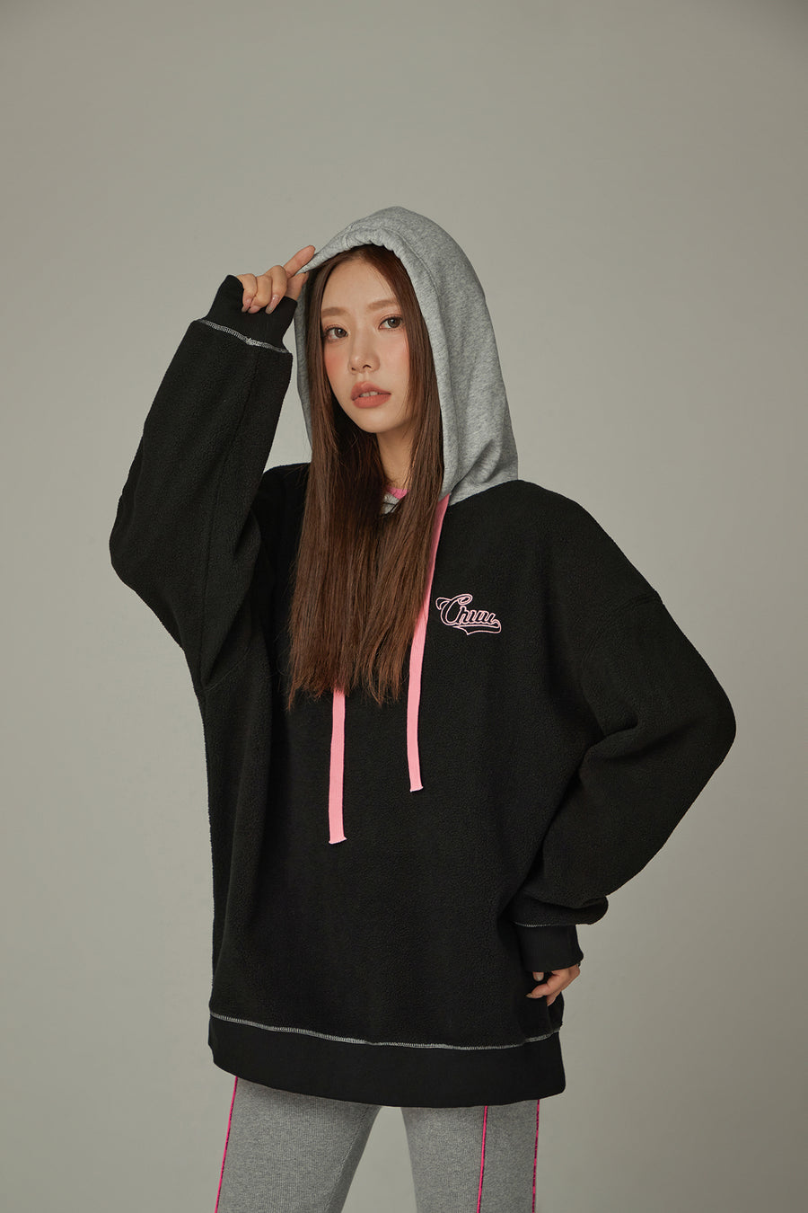 CHUU Fleece Color Combination Hoodie