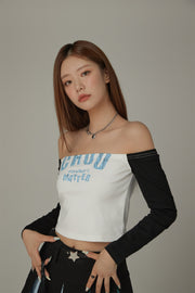 Logo Off The Shoulder Color T-Shirt