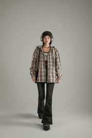 Checked Hooded String Shirt