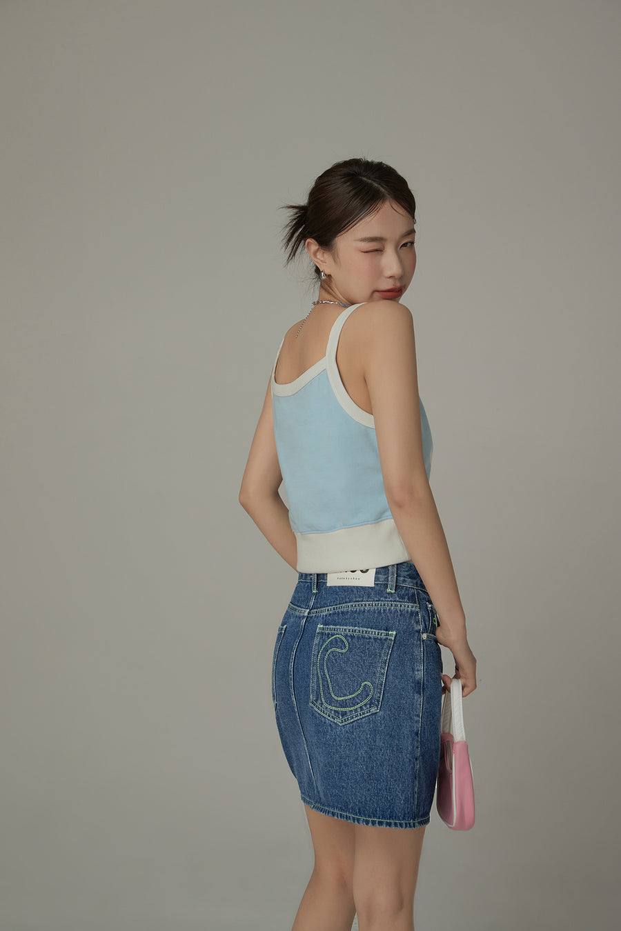 CHUU Chuu Babe Color Blocked Bustier Crop Top