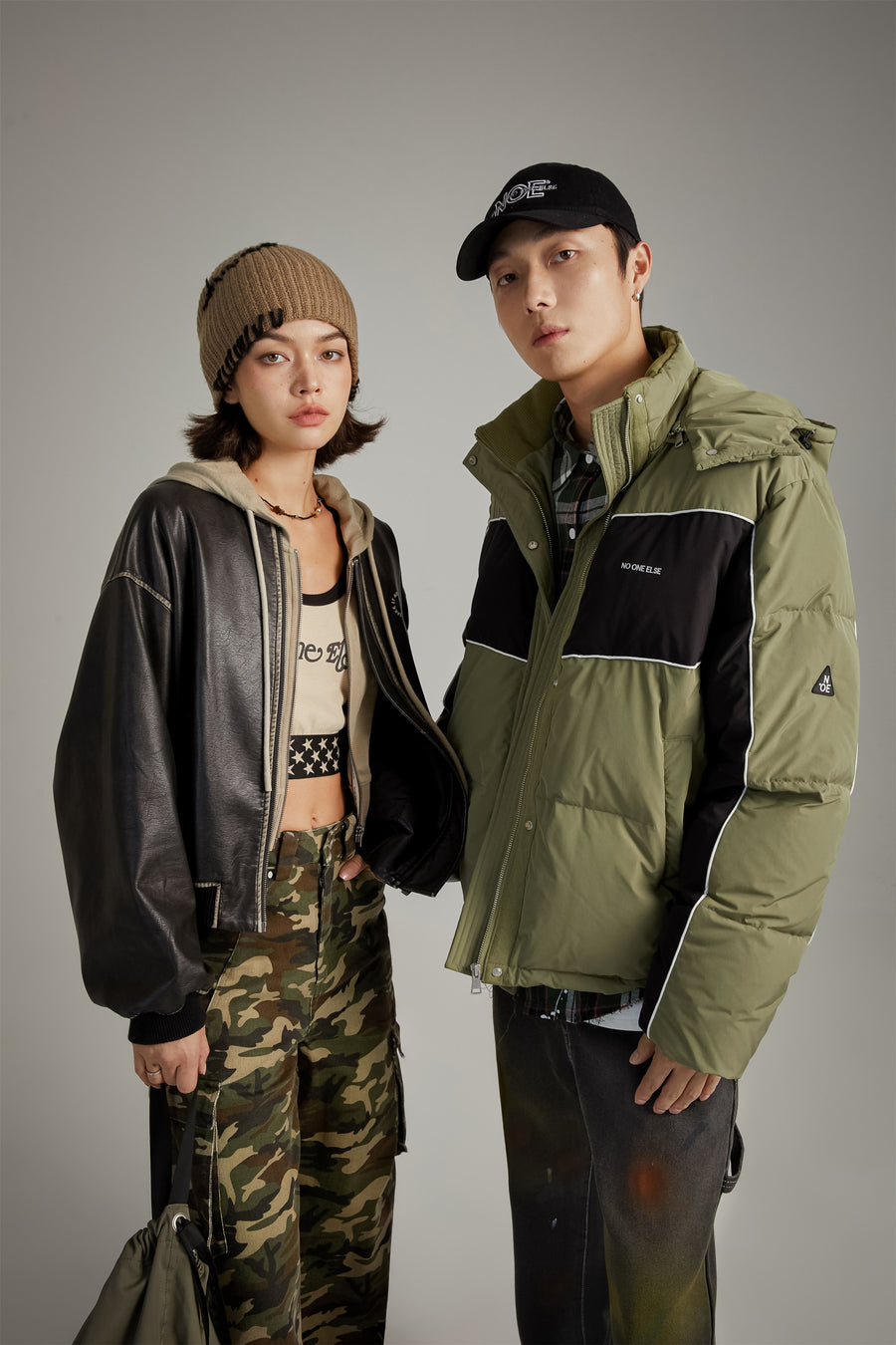 CHUU Color Combination Oversized Padded Jacket