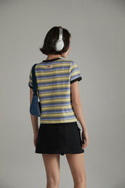 Noe Center Color Striped Short Sleeve T-Shirt