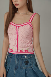 Dotted Hearts Color Lined Sleeveless Top