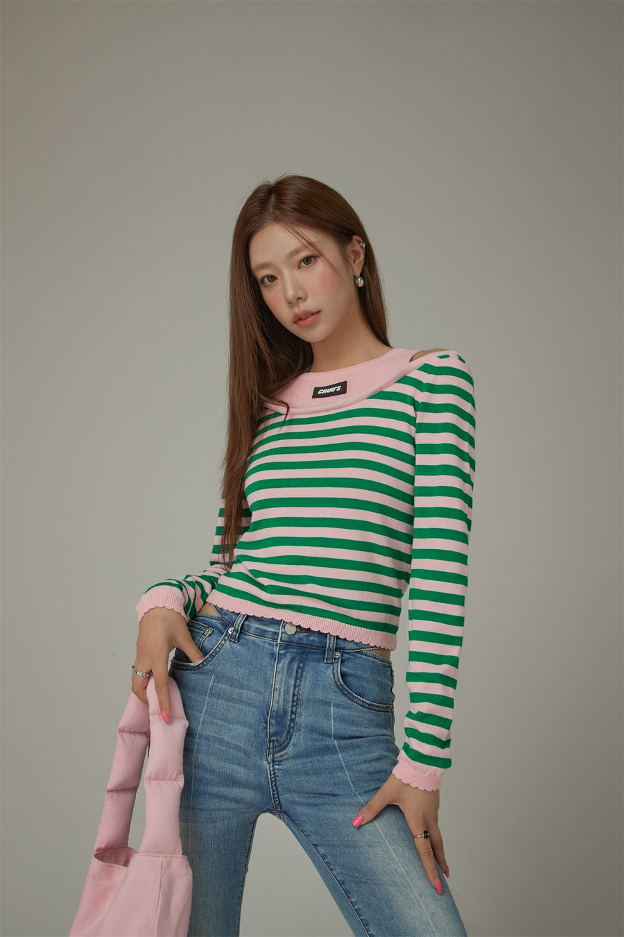 CHUU 2-Layer Stripe Long Sleeves Top