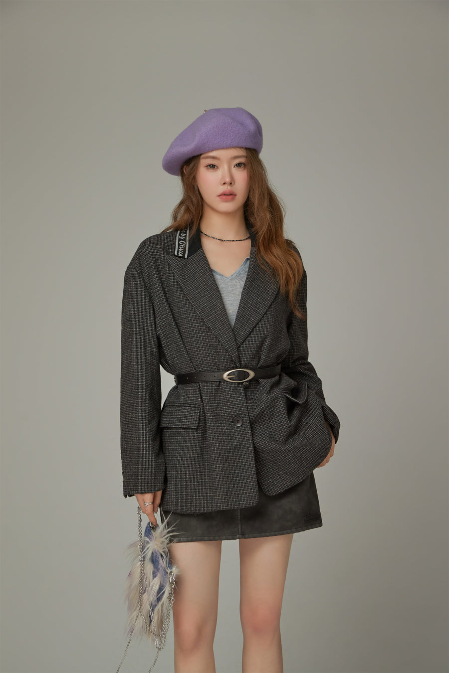 CHUU Check Oversized Blazer Jacket