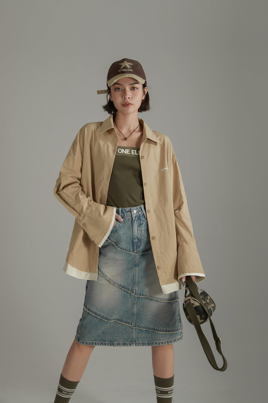 CHUU Color Matching Loose Fit Shirt