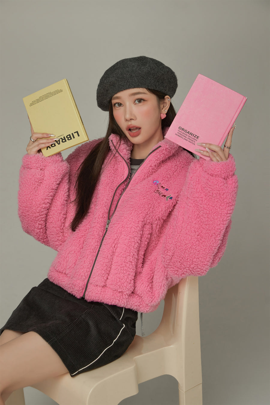 CHUU Color Fleece Loose Zip-Up Jacket